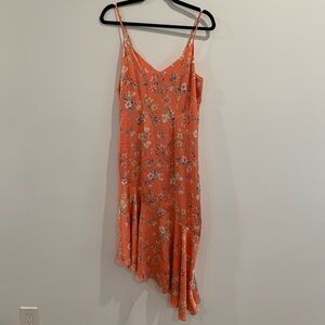 NWOT White House Black Market Orange Floral Silky Dress 2